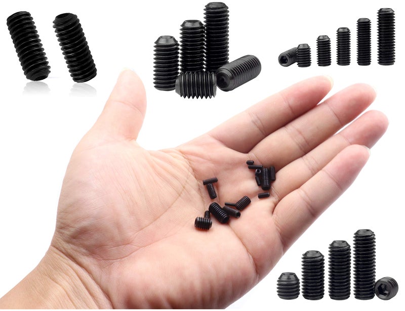 LBY 720pcs M2 M2.5 M3 M4 M5 M6 Hex Socket Drive Cup-Point Set Screws Assortment Kit, Socket Head Cap Screws, Grub Screws, 12 Sizes, Carbon Steel (Black) - Image 2
